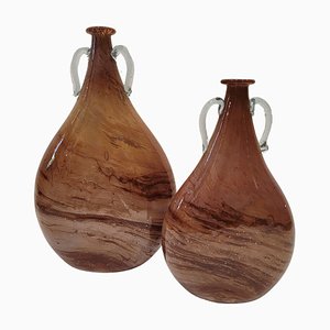 Italienische Vase aus geblasenem Muranoglas, 2010er, 2er Set