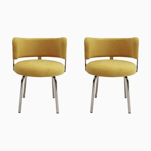Set of Bauhaus Style Chairs in Yellow Cotton