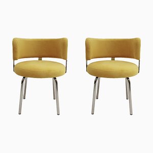 Stühle im Bauhaus Stil aus gelber Baumwolle, 2er Set