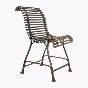 French Arras Wrought Iron Garden Chair, 1890s
