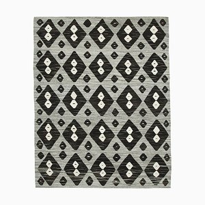 Schwarzer handgearbeiteter Flatwave Kelim Teppich aus anatolischer Wolle, 2010er