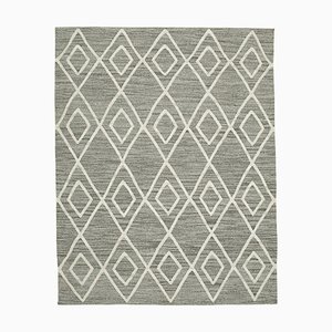 Alfombra Kilim turca vintage grande de lana gris