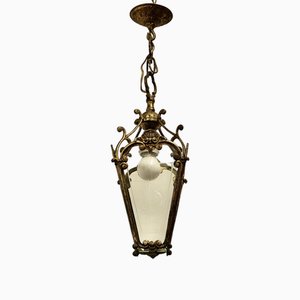 Lanterna in ottone e vetro inciso, fine XIX secolo