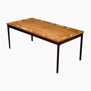 Mid-Century Danish Mahogany Coffee Table with Hand-Painted Pattern by Ole Wanscher for Poul Jeppesens Furniture Factory, 1960s
