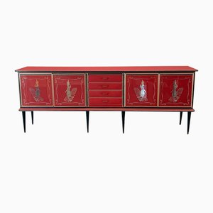 Credenza by Umberto Mascagni Rosso Bordeaux, 1950s