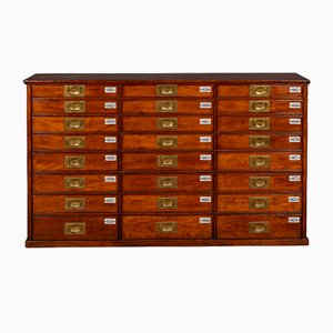 19th Century Victorian in Mahogany 24 Bank Drawers, 1890s