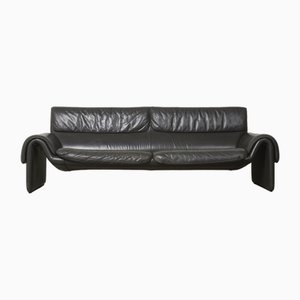 DS2011 Black Leather Sofa from De Sede, 1980s