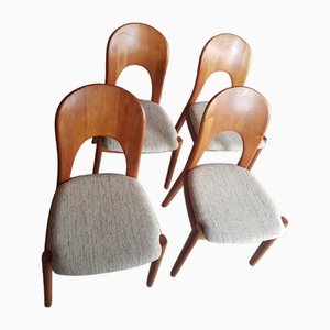 Mid-Century Teak Dining Chairs with Original Wool Fabric by Nils Koefod for Koefoeds Hornslet, 1960s, Set of 4