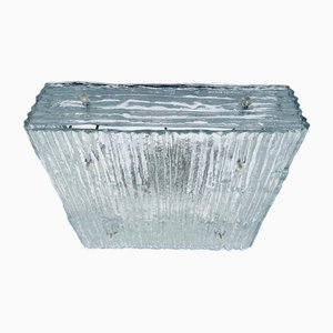 Austrian Square Clear Glass Kalmar Flush Mount with Rippled Textured, 1960s