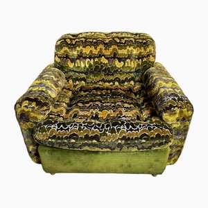 Grüner Vintage Stoff Jungle Sessel