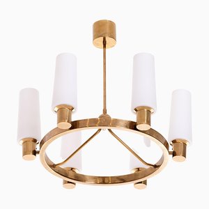 Swedish Glass and Brass Light from Böhlmarks, 1950s