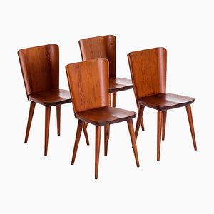 Schwedische Kiefernholz Stühle von Göran Malmvall, 1960er, 4er Set