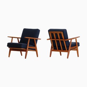 GE 240 Cigar Easy Chairs in Oak by Hans J. Wegner, 1950s, Set of 2