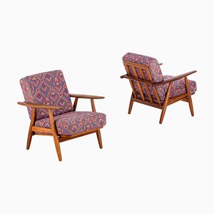 Set of GE 240 Cigar Easy Chairs in Oak by Hans J. Wegner, 1950s