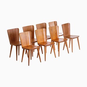 Schwedische Kiefernholz Stühle von Göran Malmvall, 1950er, 8er Set