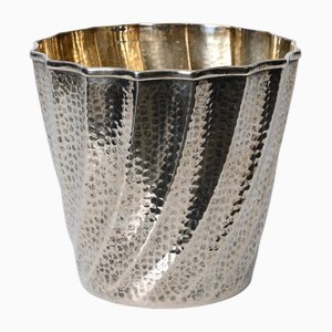 Calegaro Ice Bucket in Hammered Silver Plate and Gold Plate, Italy, 1970s