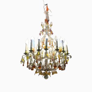 Lacquered Bronze Chandelier with Glass Fruit, 1860s