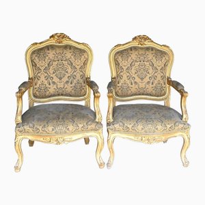 Empire French Gilt Salon Armchairs, 1920s, Set of 2