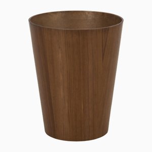 Trash Can in Teak Wood Veneer
