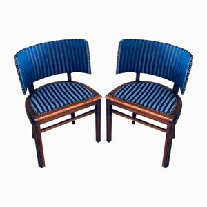 Art Deco Curved Back Side Chairs, France, 1930s, Set of 2