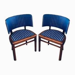 Set of Art Deco Curved Back Side Chairs, France, 1930s