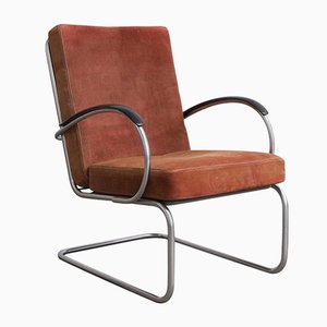 Model 409 Terra Cotta Easy Chair by W.H. Gispen for Gispen Culemborg, 1960s