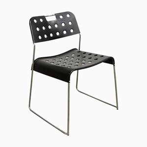Sedia impilabile Omstak nera di Rodney Kinsman per Bieffeplast, anni '70