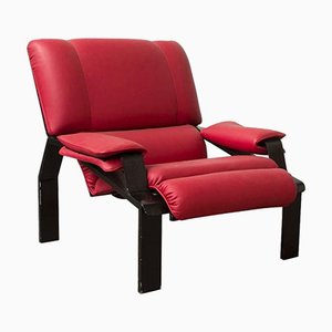 Vintage Superleggera Chair in Red Leather by Joe Colombo for Bieffeplast Italy / B-Line