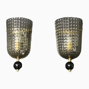 Textured Smoked Murano Glass Sconces, 2000s, Set of 2