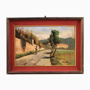 C. Filippelli, Paesaggio, 1950, Dipinto ad olio, Con cornice