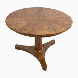 Table de Salon Biedermeier Ronde en Noyer, 19ème Siècle