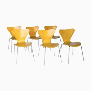 Laminierte Vintage 3107 Butterfly Stühle von Arne Jacobsen für Fritz Hansen, 6er Set