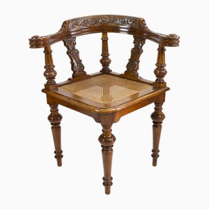 Chaise d'Angle Wilhelminienne en Noyer, 19ème Siècle