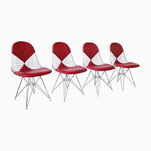 Red Leather DKR Bikini Chairs by Charles and Ray Eames for Vitra, Set of 4