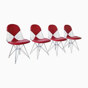 DKR Bikini Stühle aus Rotem Leder von Charles and Ray Eames für Vitra, 4er Set