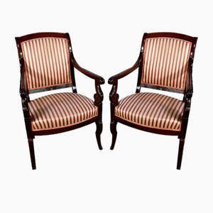 Fauteuils Début 19ème Siècle en Acajou de Cuba, Set de 2