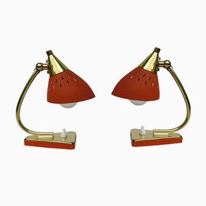 Lampade da comodino arancioni, anni '50, set di 2