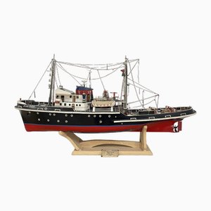 Figura motorizada del barco Jean Bart de madera y metal, años 80