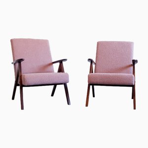 Mid-Century Model B 310 VAR Easy Chairs in Dusty Pink Bouclé, 1960s, Set of 2