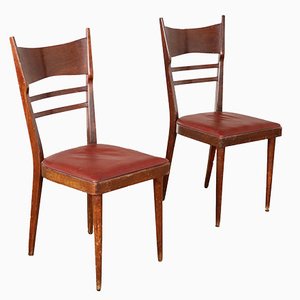 Vintage Chairs in Painted Beech & Foam Leatherette, 1960s, Set of 2