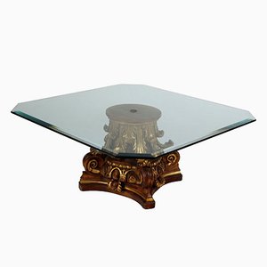 Tavolo in legno laccato e vetro, Italia, XX secolo
