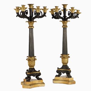 Napoleon III in Gilded and Burnished Bronze Torch Holders, Set of 2