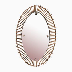 Vintage Mirror in Glass & Bamboo, 1960s