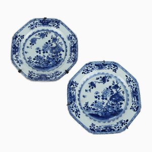 Antique Plates in Blue Porcelain, 19th Century, Set of 2