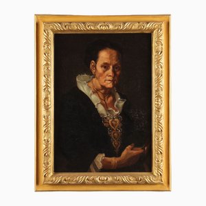 Artista del norte de Italia, Retrato de una anciana, óleo sobre lienzo, década de 1600