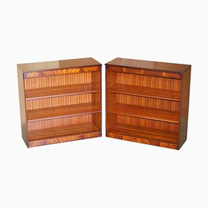 Flamed Hardwood Open Library Bookcases from Shaws of London, Set of 2