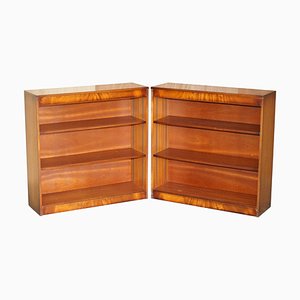Vintage Bookcases in Flamed Hardwood from Shaws of London, Set of 2
