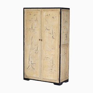 Chinese Carved Camphor Wood Wardrobe, 1920s