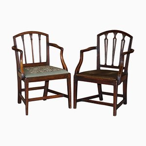 Antique Georgian Carved Armchairs, 1780s, Set of 2