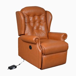 Tan Leather Electric Recliner Armchairs